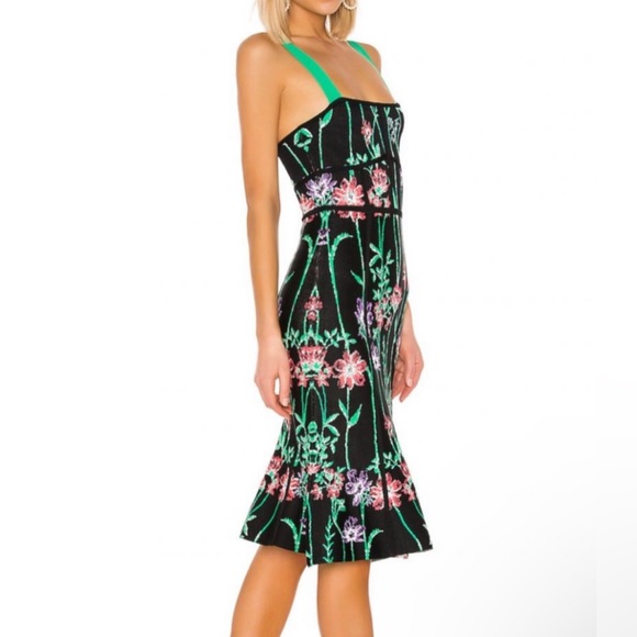 BCBGMAXAZRIA Floral Midi Knit Dress 👗 Medium ❤️ HL - Picture 4 of 14